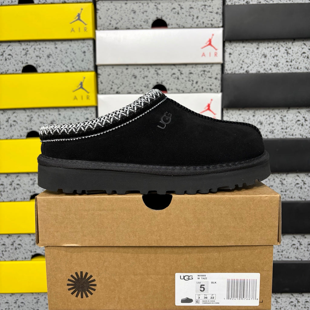 UGG Black Slip-On Shoes with Contrast Woven Trim
