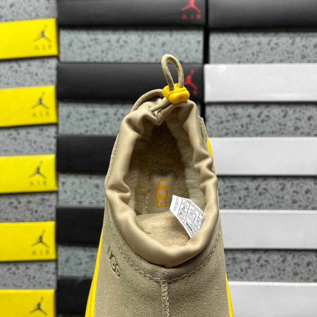 UGG Beige Drawstring Slip-On Shoes with Yellow Chunky Sole