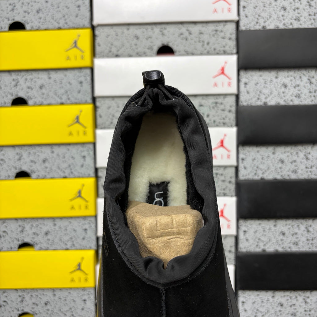 UGG Black Drawstring Slip-On Shoes with Chunky Lug Sole
