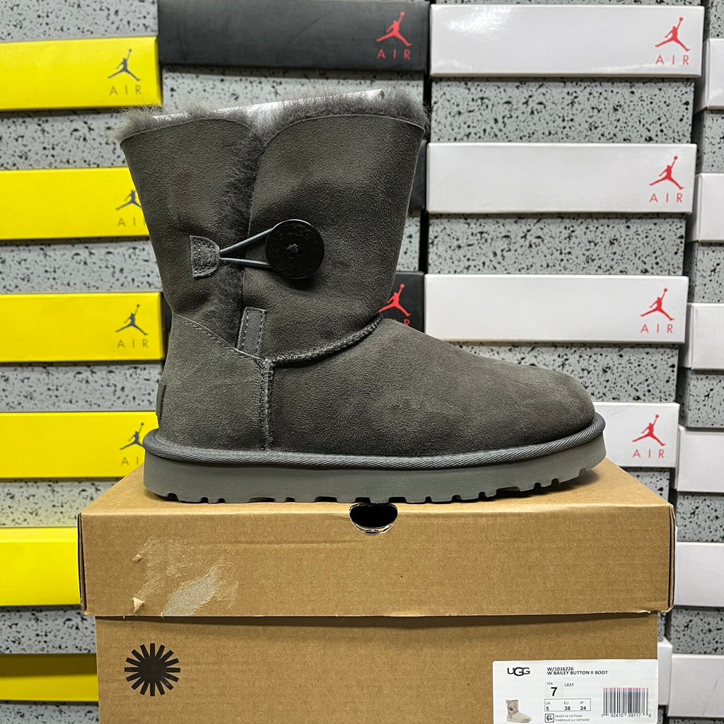 UGG Grey Button-Detail Short Boots