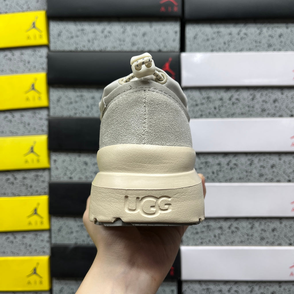 UGG Smoke Grey Drawstring Slip-On Shoes with Chunky Cream Sole