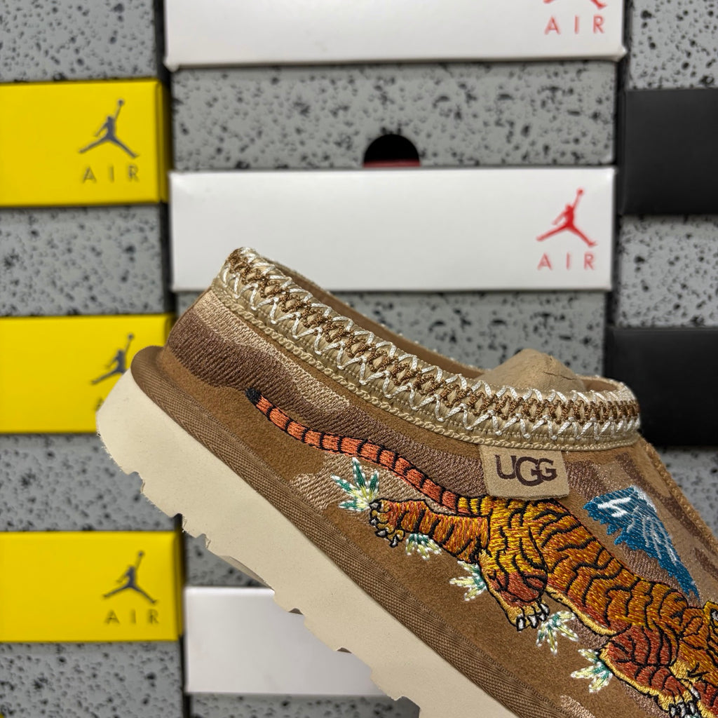 UGG Chestnut Slip-On Shoes with Dragon & Tiger Embroidery