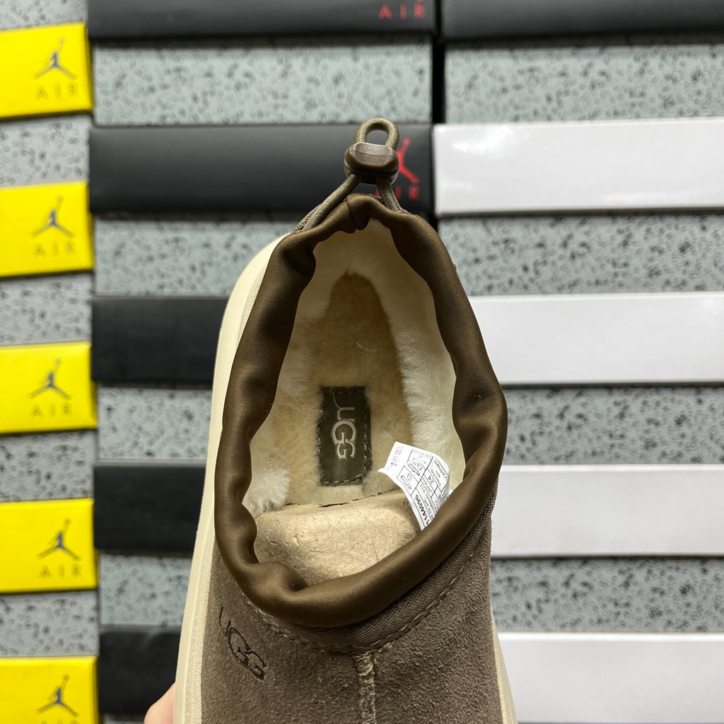 UGG Walnut Brown Drawstring Slip-On Shoes with Cream Sole