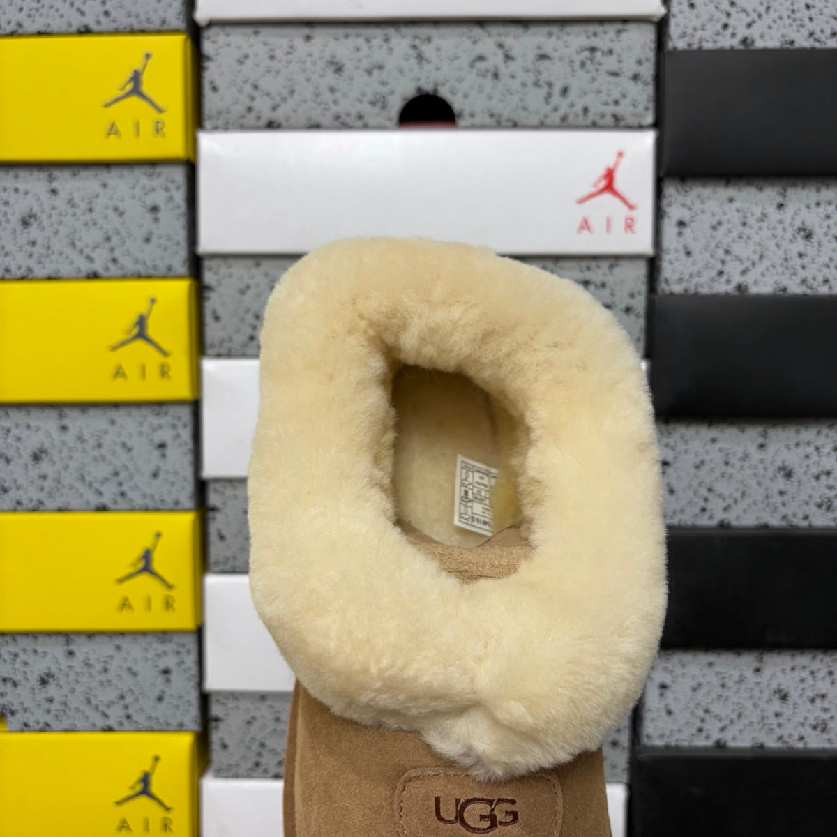 UGG Chestnut Slip-On Shoes with Cream Plush Foldover Collar