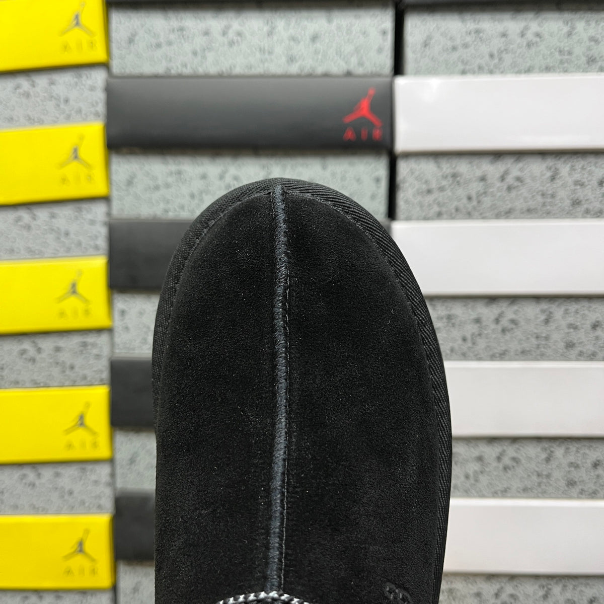 UGG Black Platform Slip-On Shoes with Contrast Woven Trim