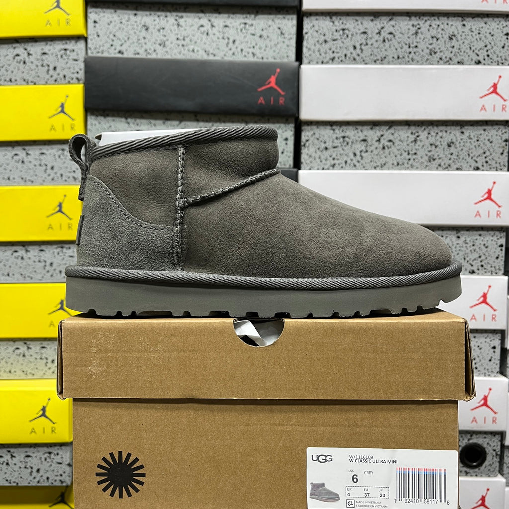 UGG Grey Ultra Mini Pull-On Ankle Boots