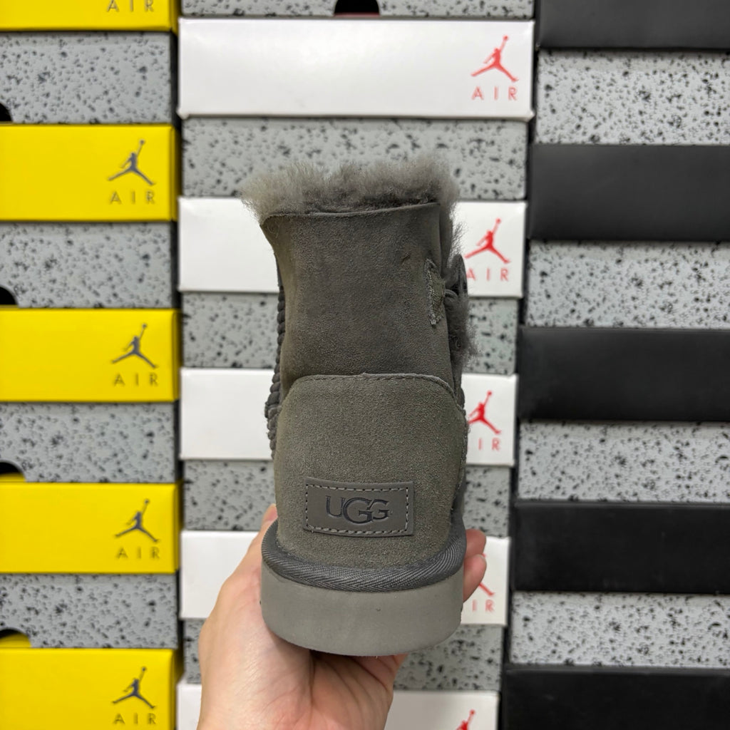 UGG Gray Button-Detail Short Boots