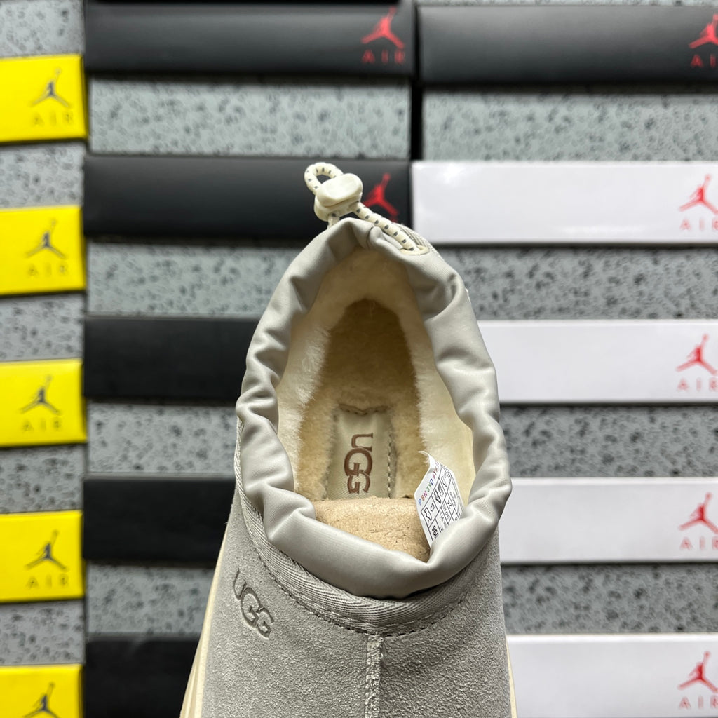 UGG Smoke Grey Drawstring Slip-On Shoes with Chunky Cream Sole