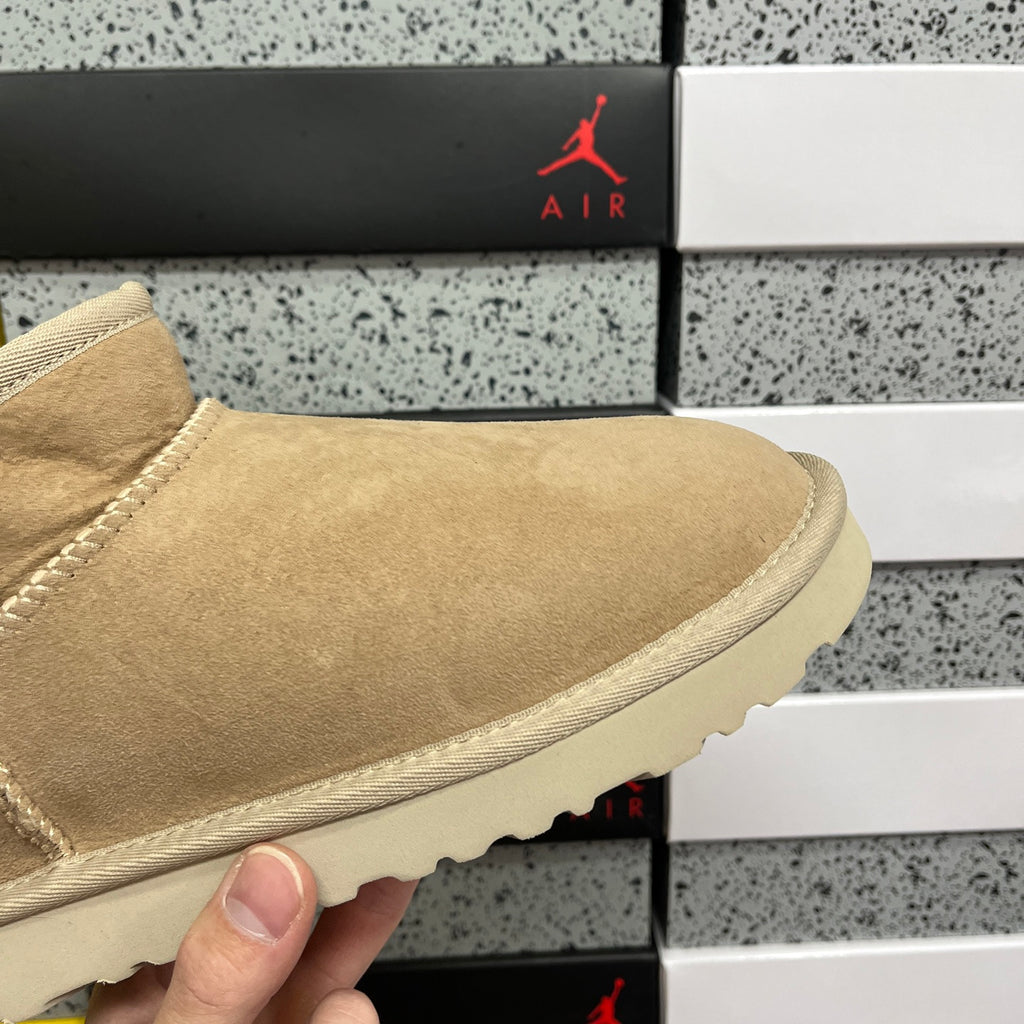 UGG Sand Mini Pull-On Ankle Boots with Cream Sole