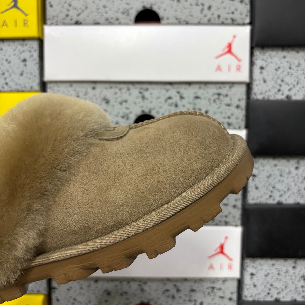 UGG Antelope Brown Slippers with Plush Collar and Notched Sole