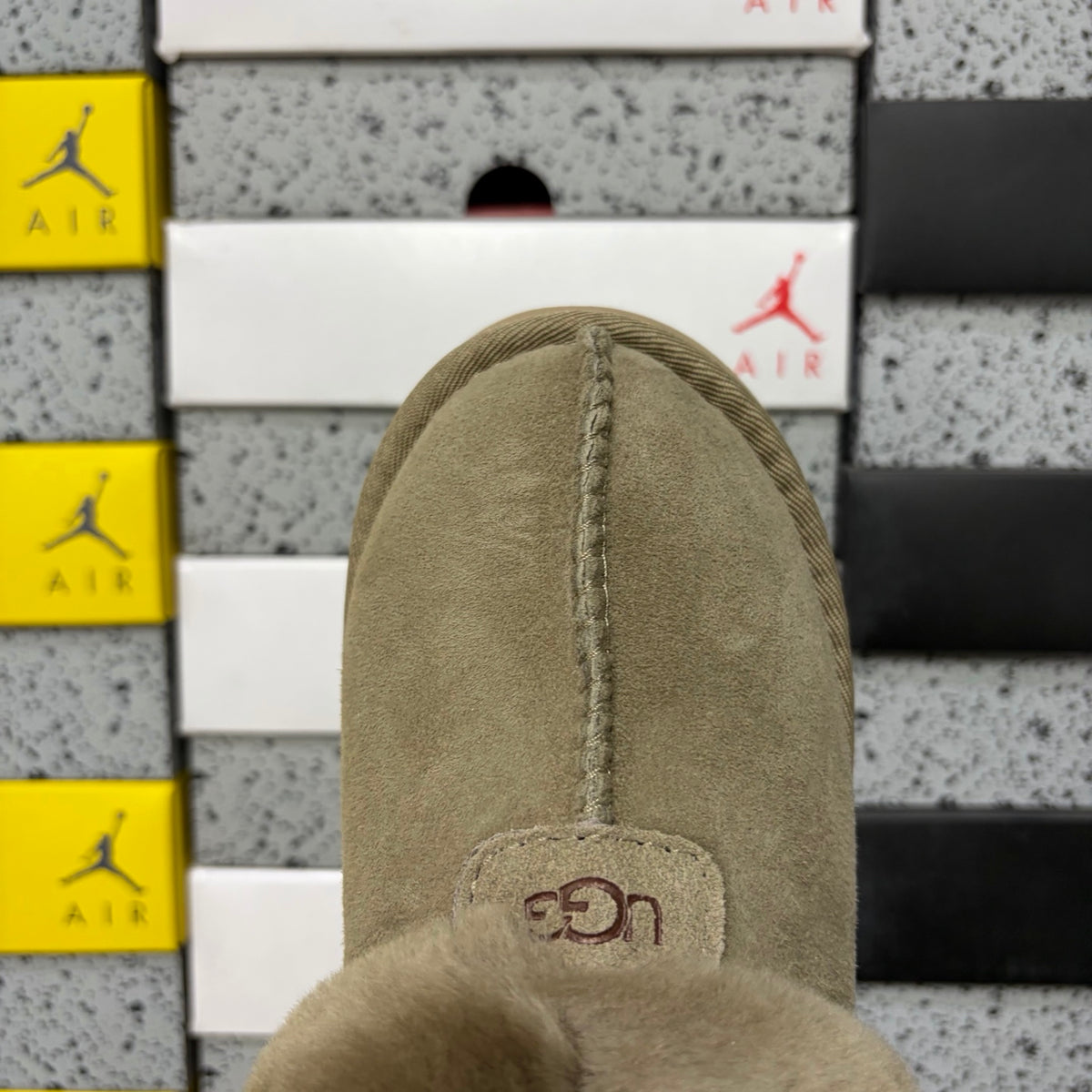 UGG Antelope Brown Slip-On Shoes with Plush Foldover Collar