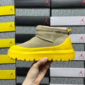 UGG Beige Drawstring Ankle Boots with Yellow Lug Sole