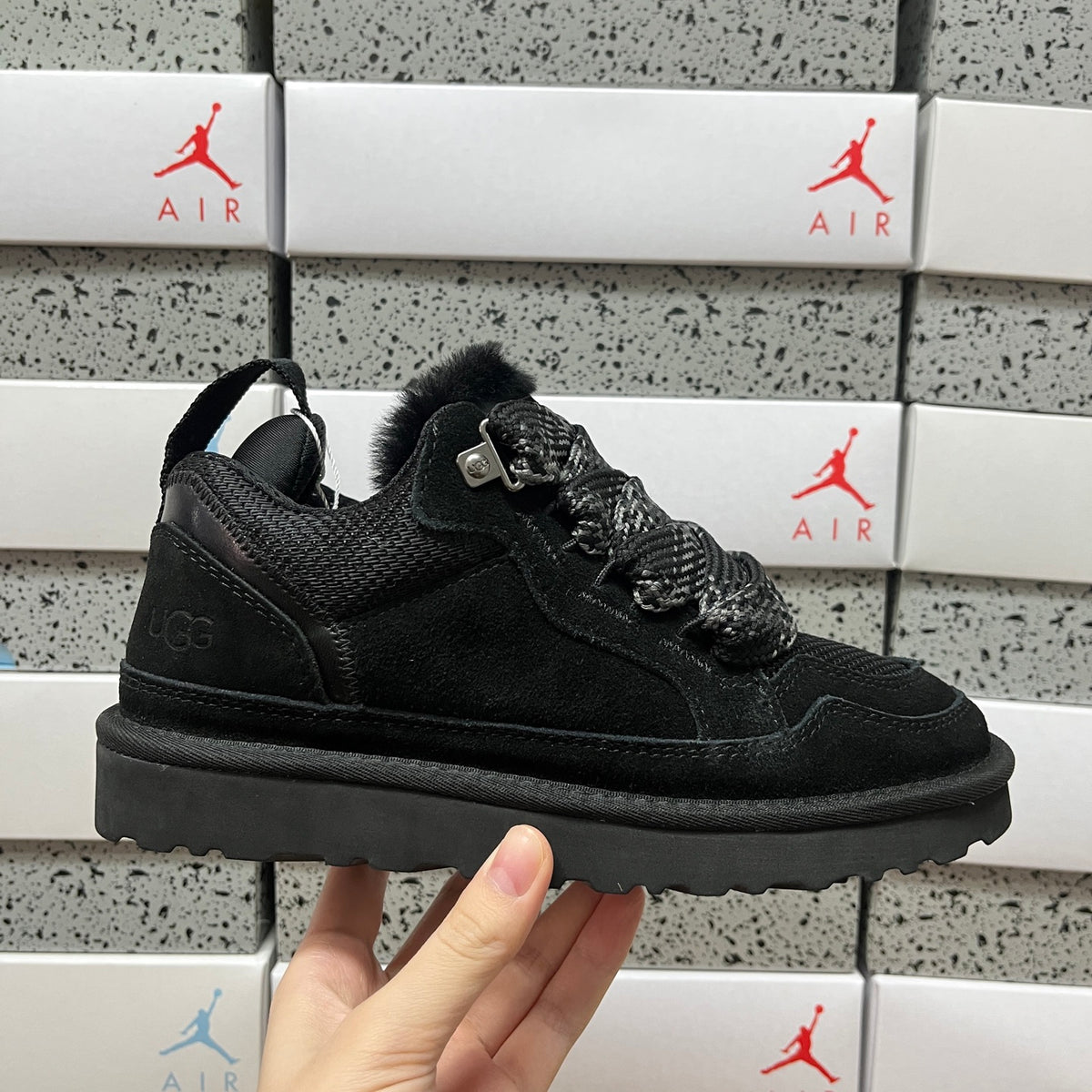 UGG Black Lowmel Lace-Up Shoes with Chunky Sole