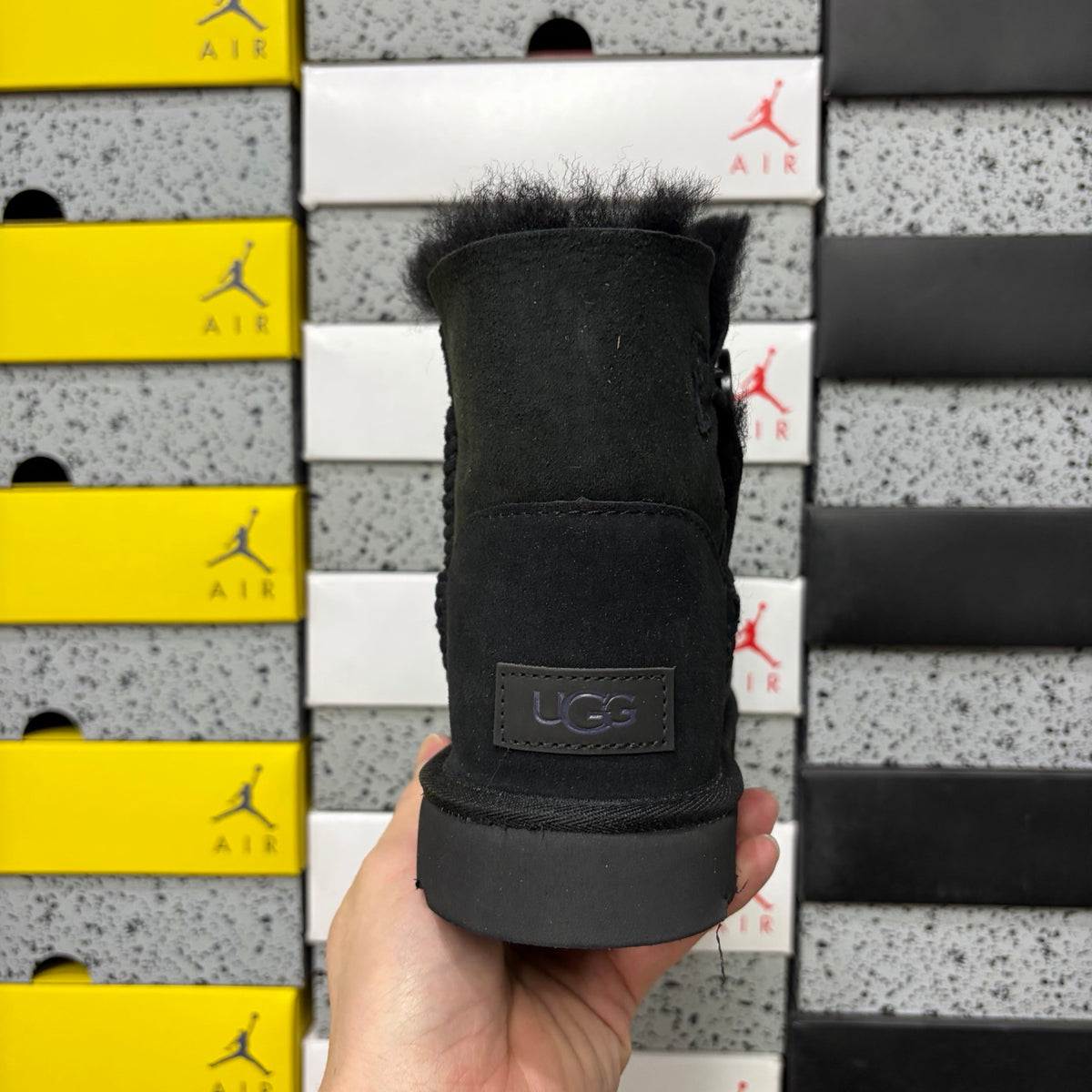 UGG Black Button-Detail Short Boots