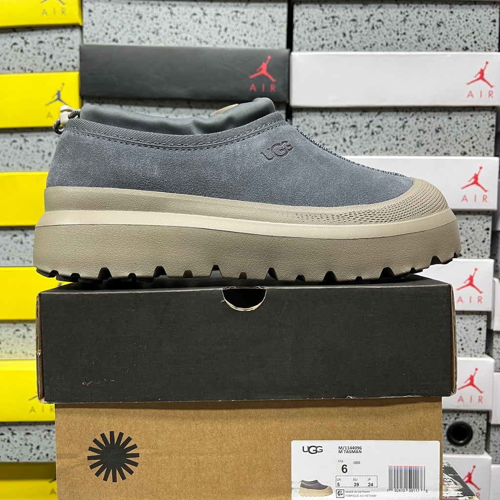 UGG Asphalt Grey Drawstring Slip-On Shoes with Taupe Chunky Sole