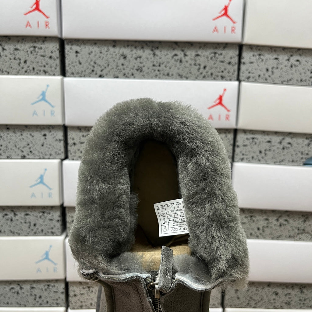 UGG Grey Platform Ankle Boots with Plush Collar