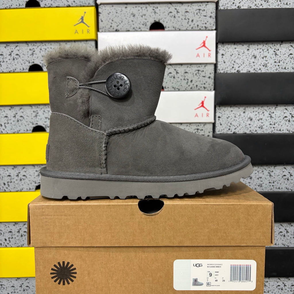 UGG Gray Button-Detail Short Boots
