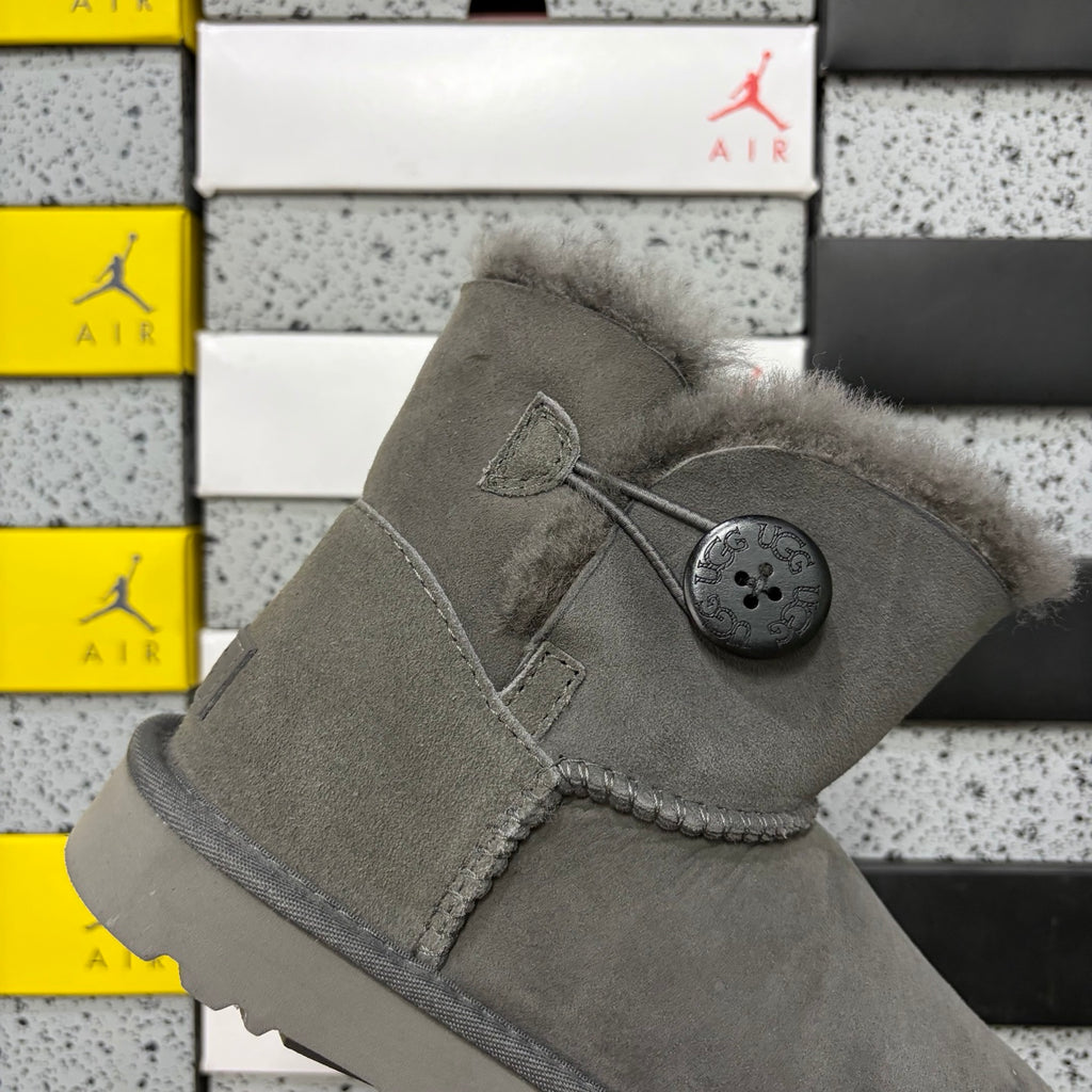 UGG Gray Button-Detail Short Boots