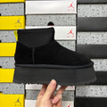 UGG Black Platform Ankle Boots with Contrast Pull Tab