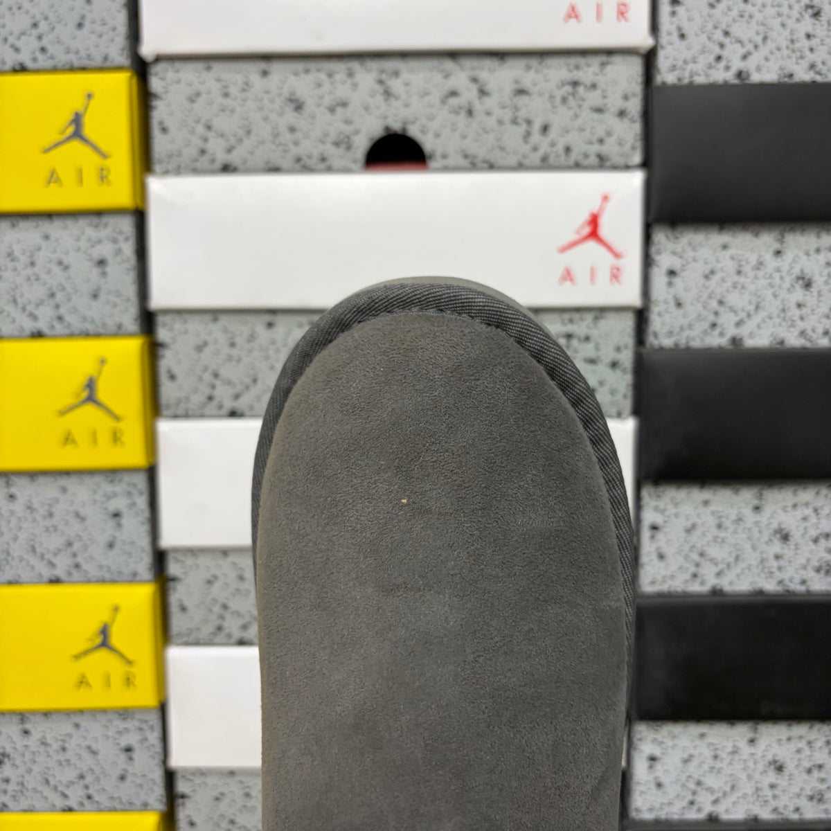 UGG Gray Button-Detail Short Boots
