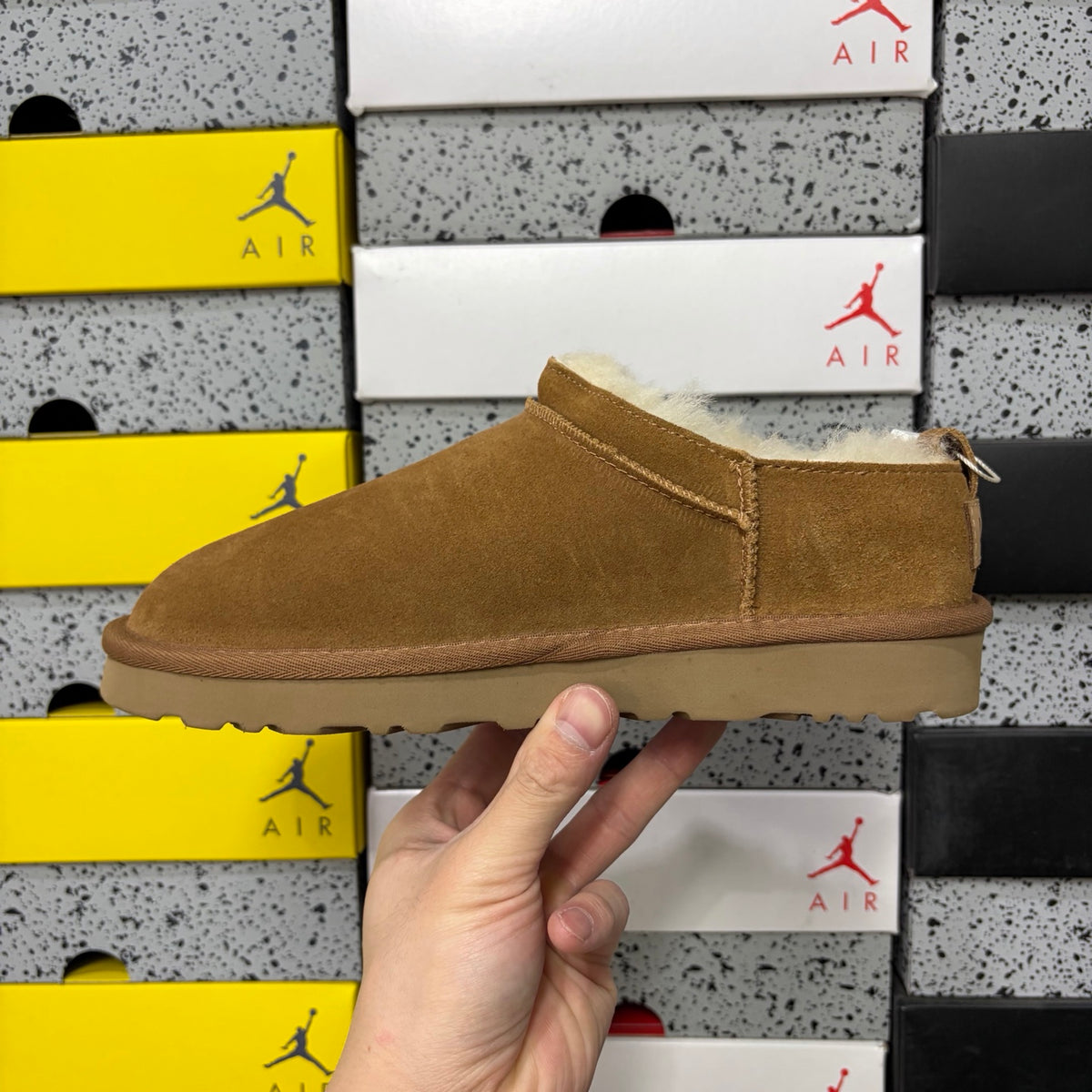 UGG Chestnut Mini Slip-On Shoes with Cream Plush Lining