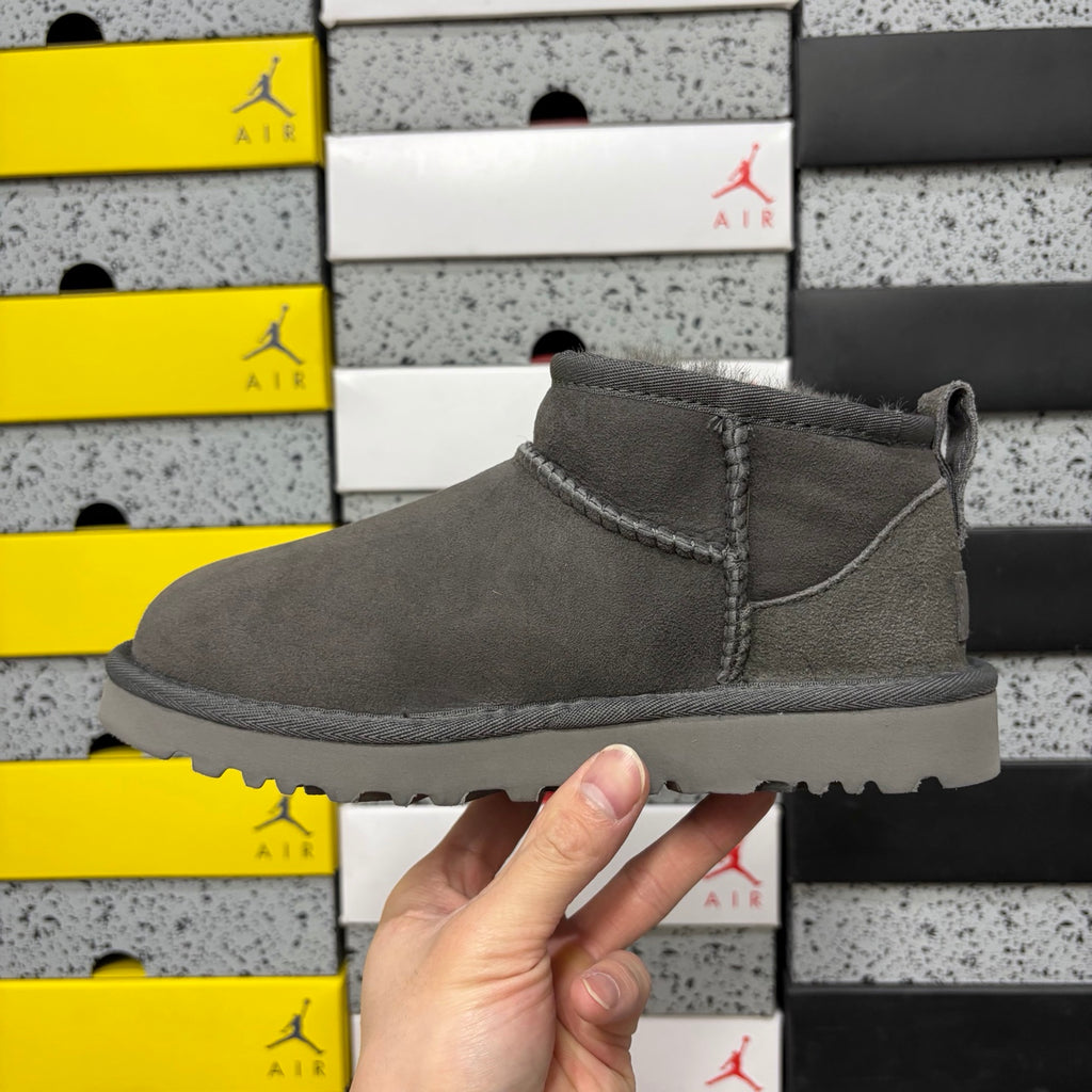 UGG Grey Mini Pull-On Ankle Boots with Plush Lining