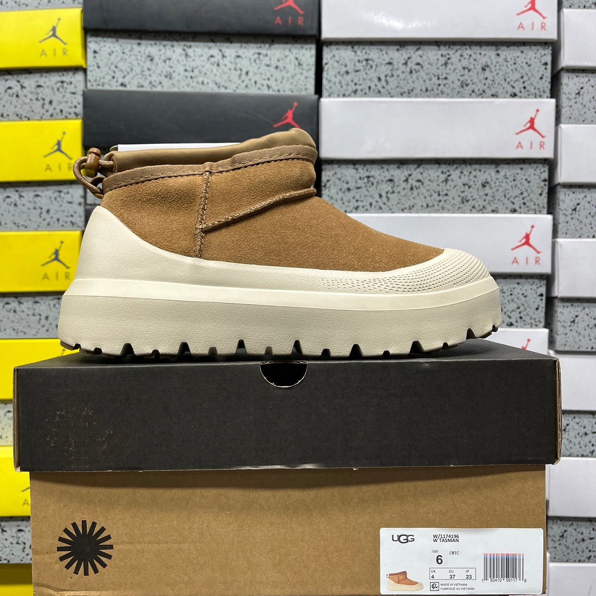 UGG Chestnut Drawstring Ankle Boots with Cream Lug Sole