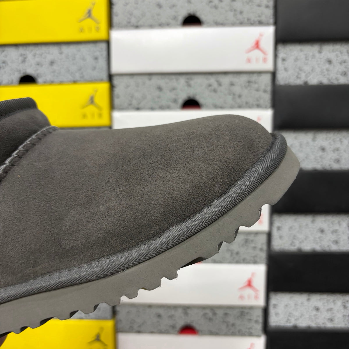 UGG Grey Mini Pull-On Ankle Boots with Plush Lining