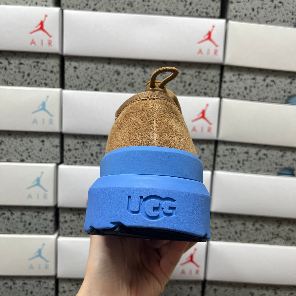 UGG Chestnut Drawstring Slip-On Shoes with Blue Chunky Sole