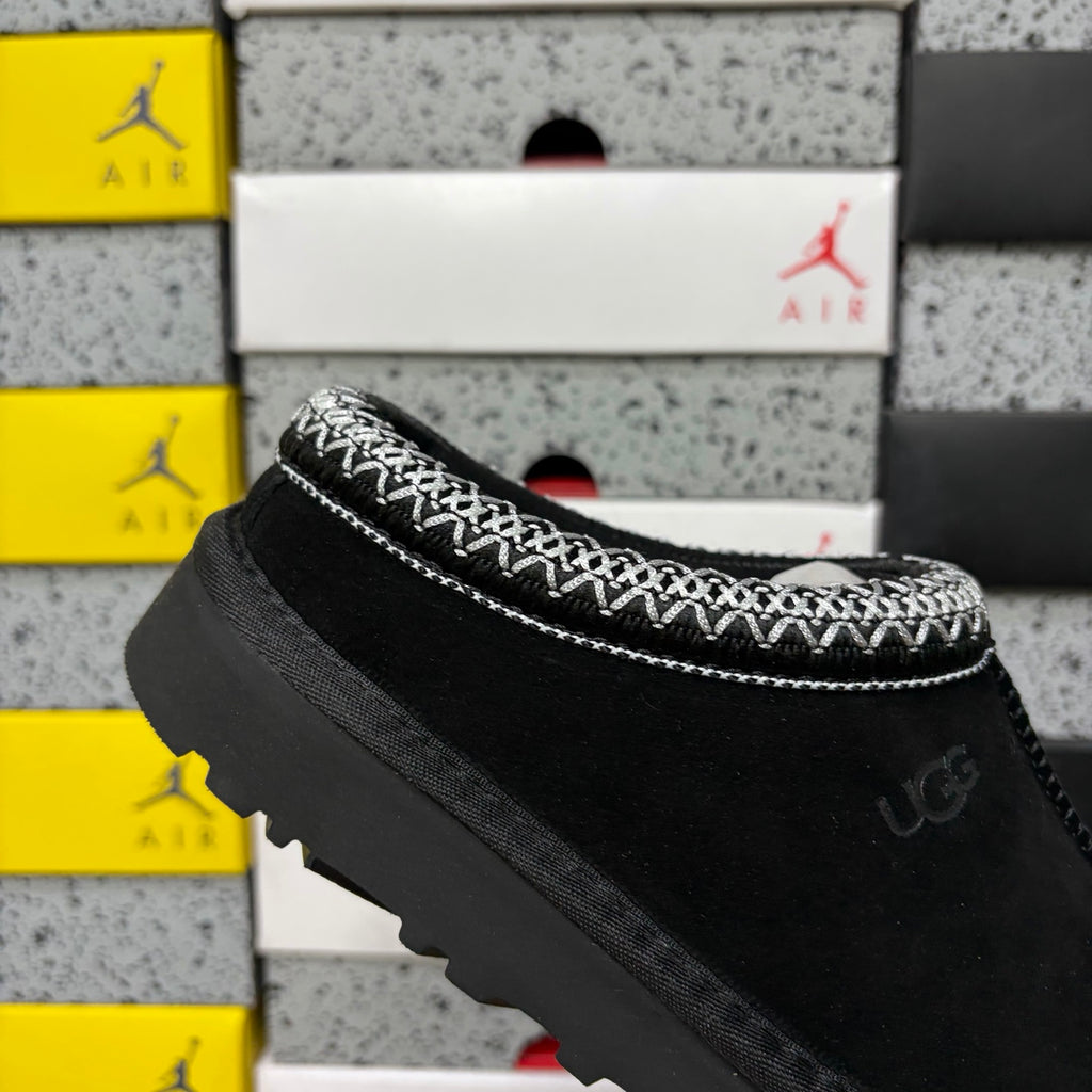 UGG Black Slip-On Shoes with Contrast Woven Trim