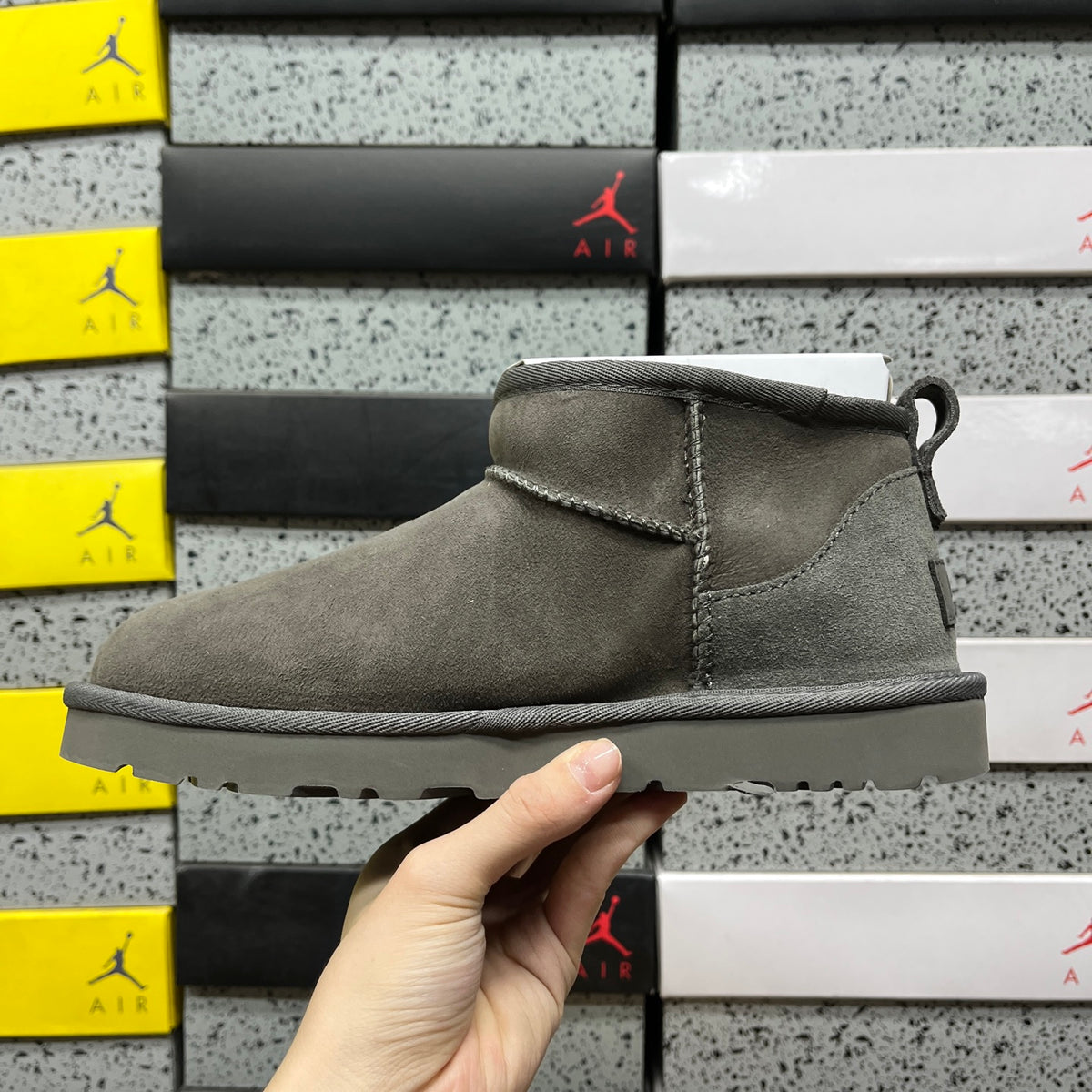 UGG Grey Ultra Mini Pull-On Ankle Boots