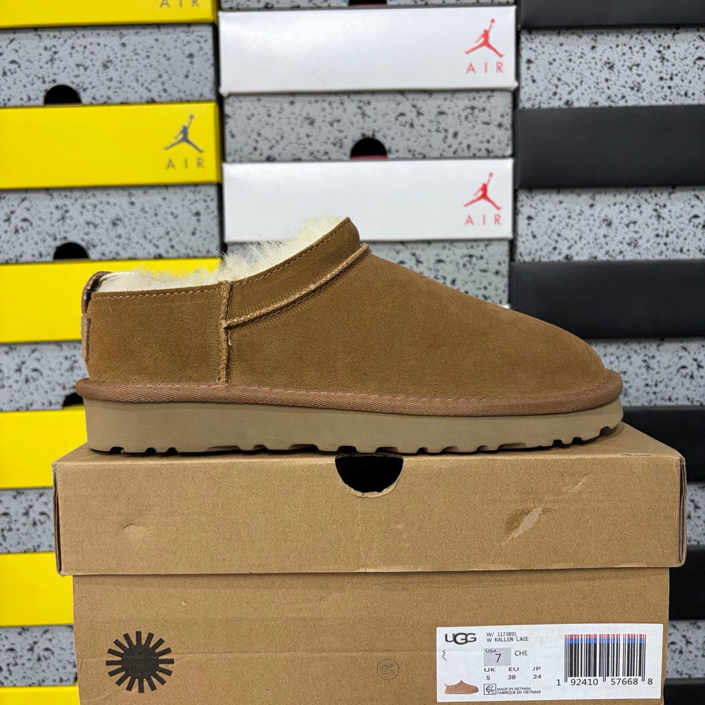 UGG Chestnut Mini Slip-On Shoes with Cream Plush Lining