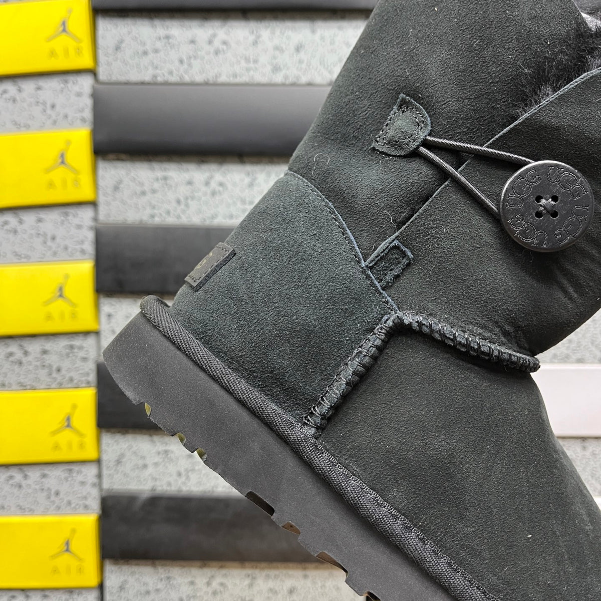 UGG Black Button-Detail Short Boots