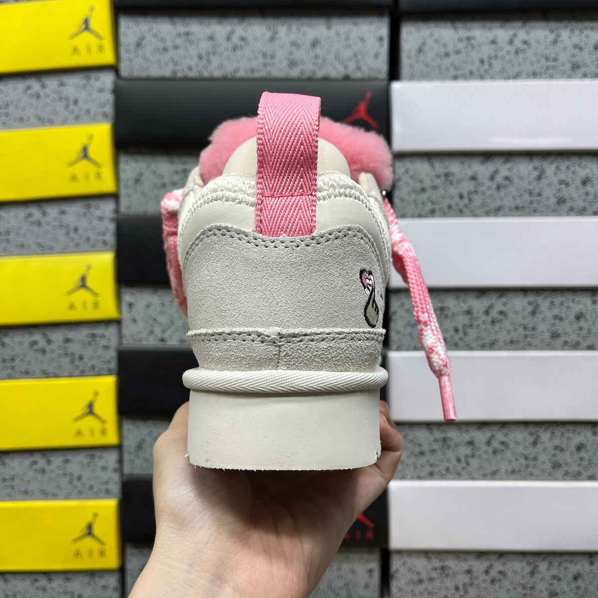 UGG White & Pink Lowmel Lace-Up Platform Shoes