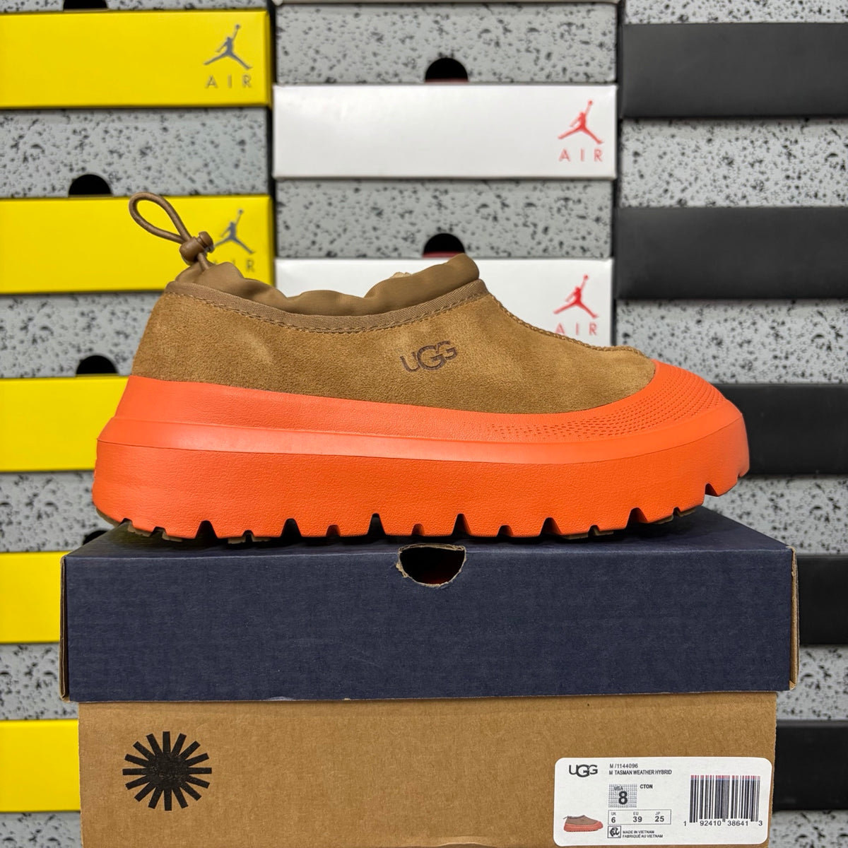 UGG Chestnut Drawstring Slip-On Shoes with Orange Chunky Sole
