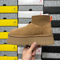 UGG Brown Platform Ankle Boots with Orange Pull Tab