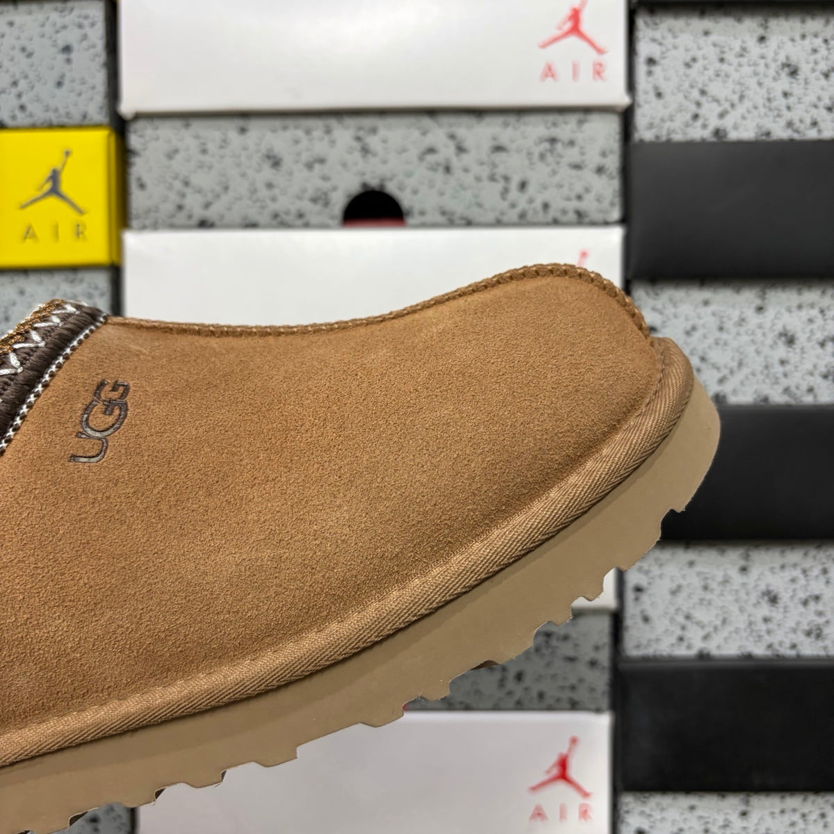 UGG Chestnut Slip-On Shoes with Contrast Woven Trim