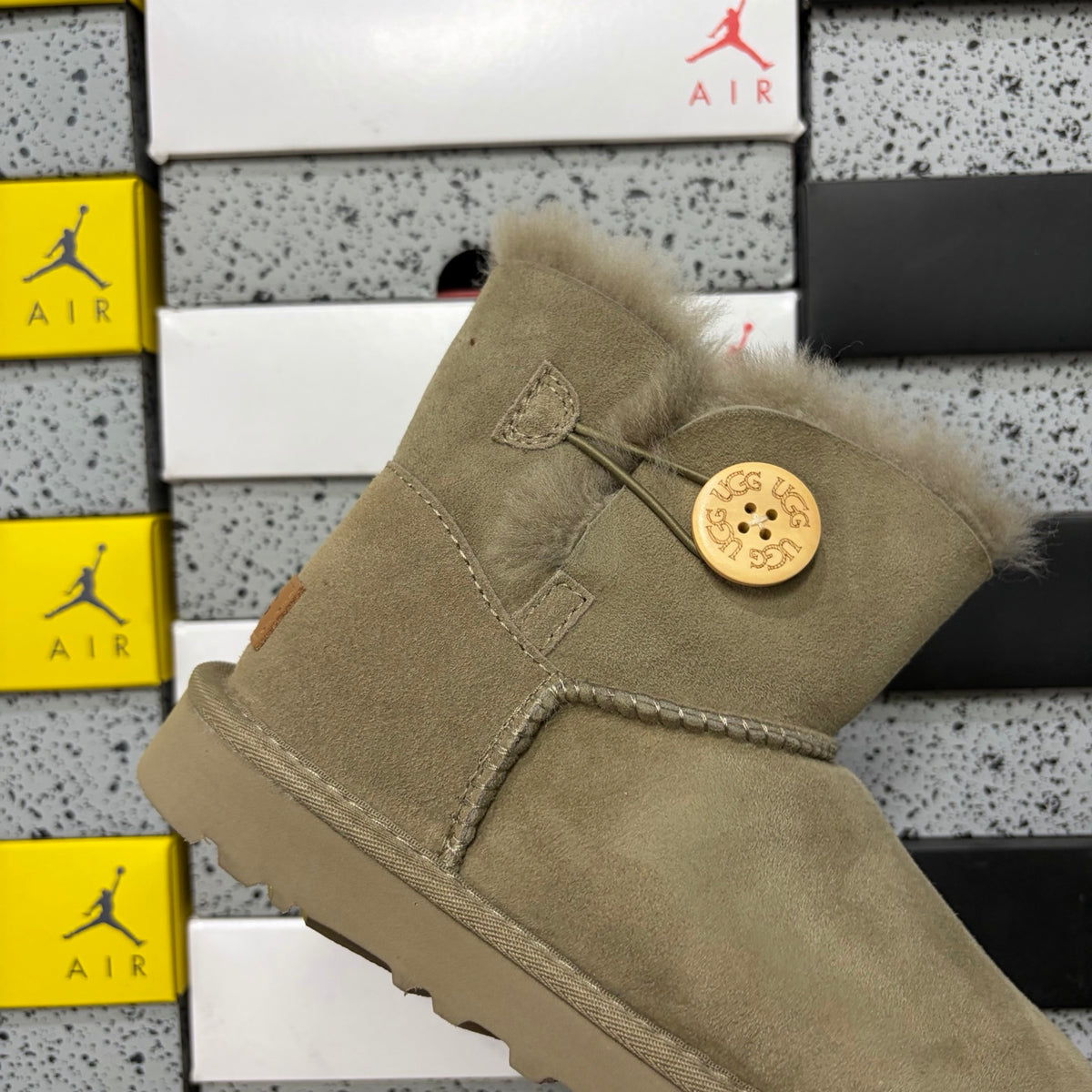 UGG Antelope Brown Button-Detail Short Boots