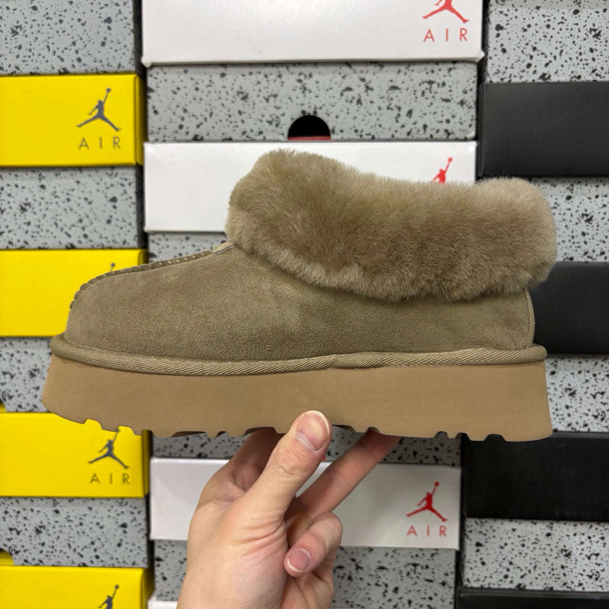 UGG Antelope Brown Slip-On Shoes with Plush Foldover Collar