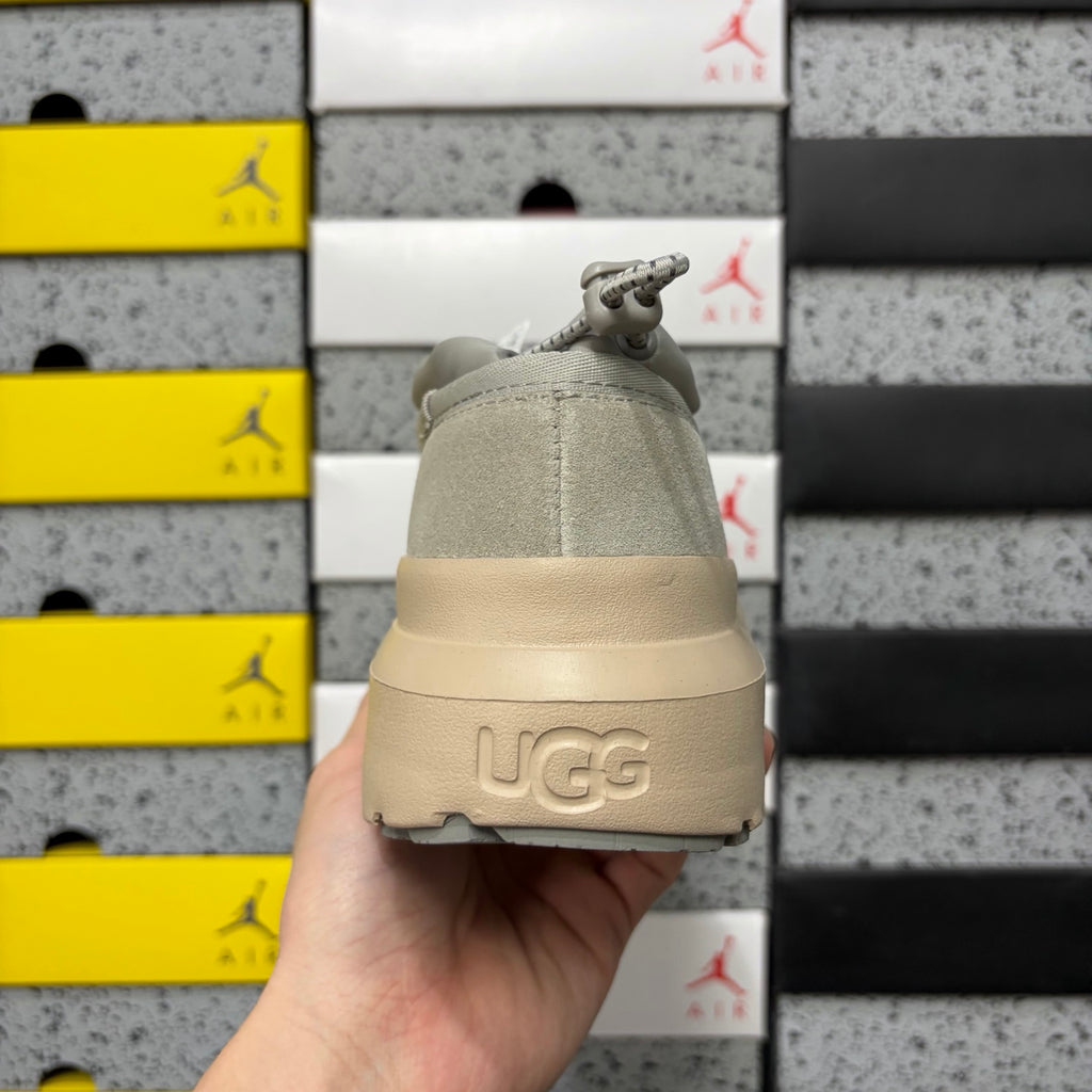 UGG Light Grey Drawstring Slip-On Shoes with Cream Chunky Sole