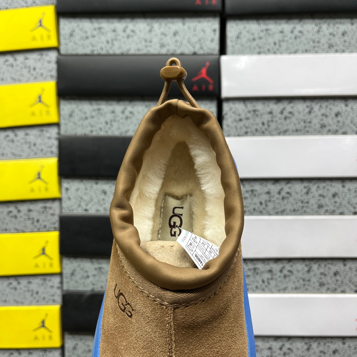 UGG Chestnut Drawstring Slip-On Shoes with Blue Chunky Sole