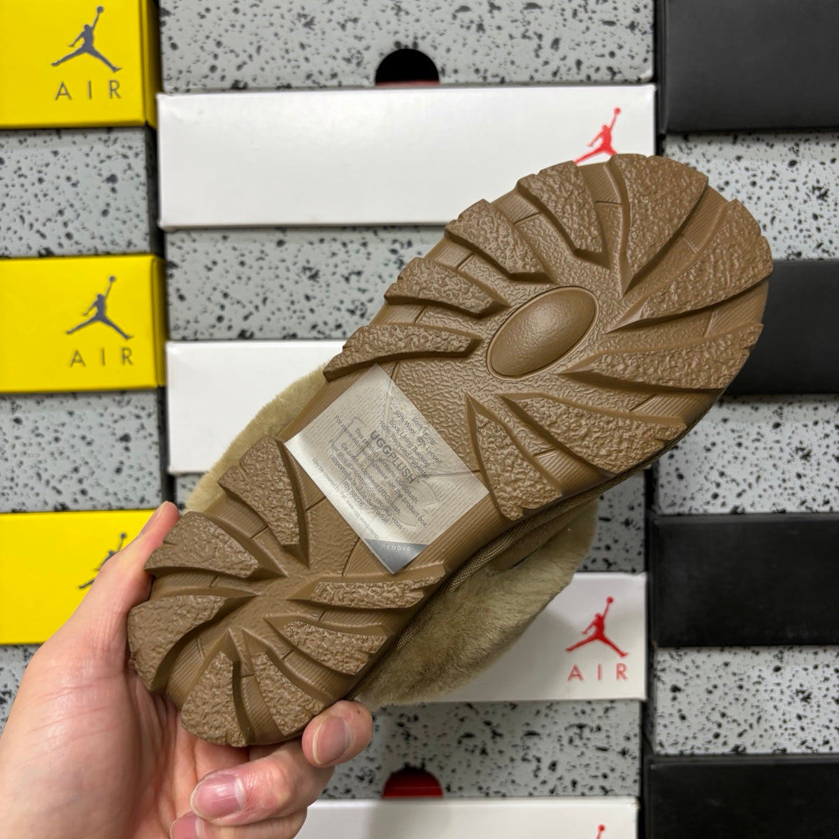 UGG Antelope Brown Slippers with Plush Collar and Notched Sole