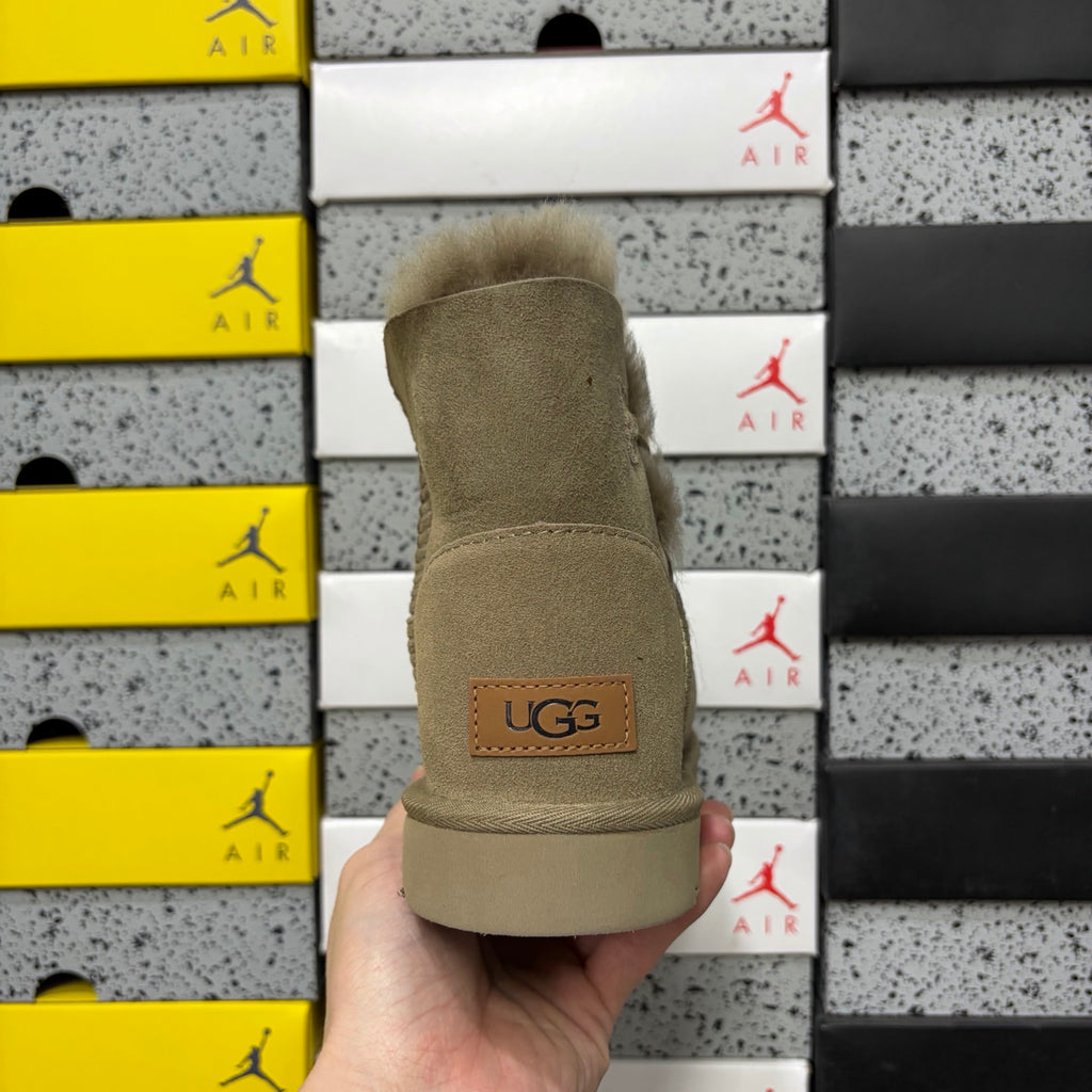 UGG Antelope Brown Button-Detail Short Boots
