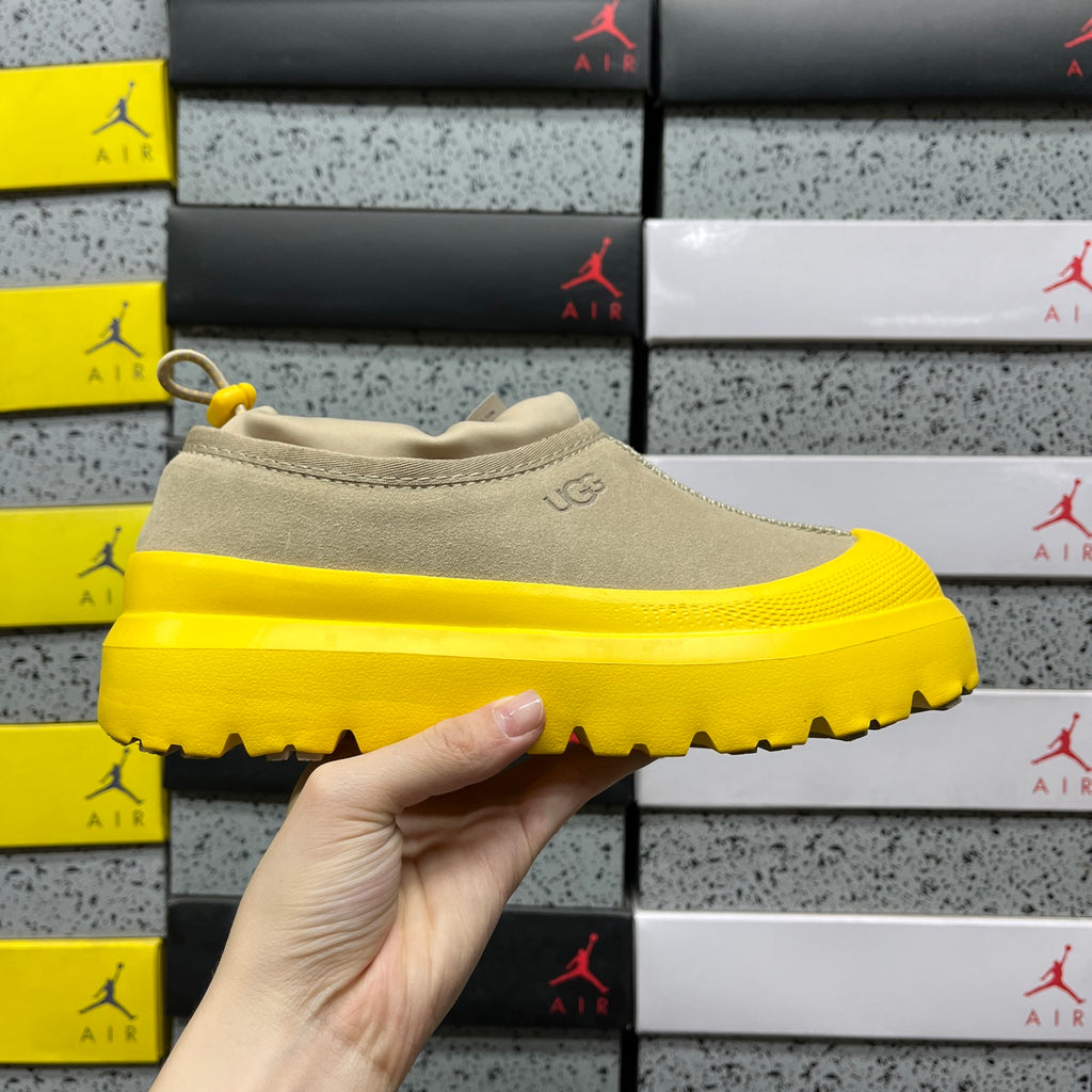 UGG Beige Drawstring Slip-On Shoes with Yellow Chunky Sole