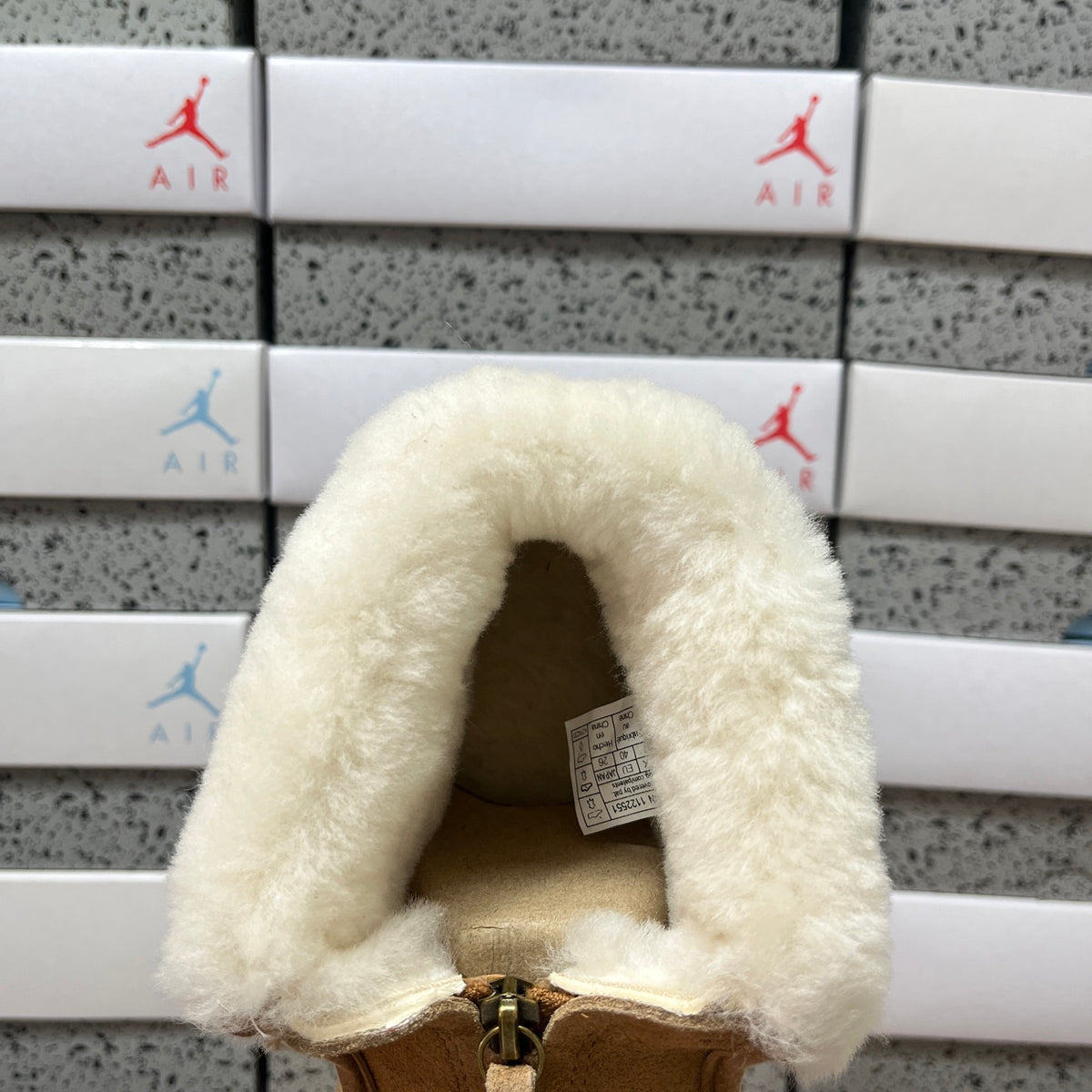 UGG Chestnut Platform Ankle Boots with Cream Plush Collar