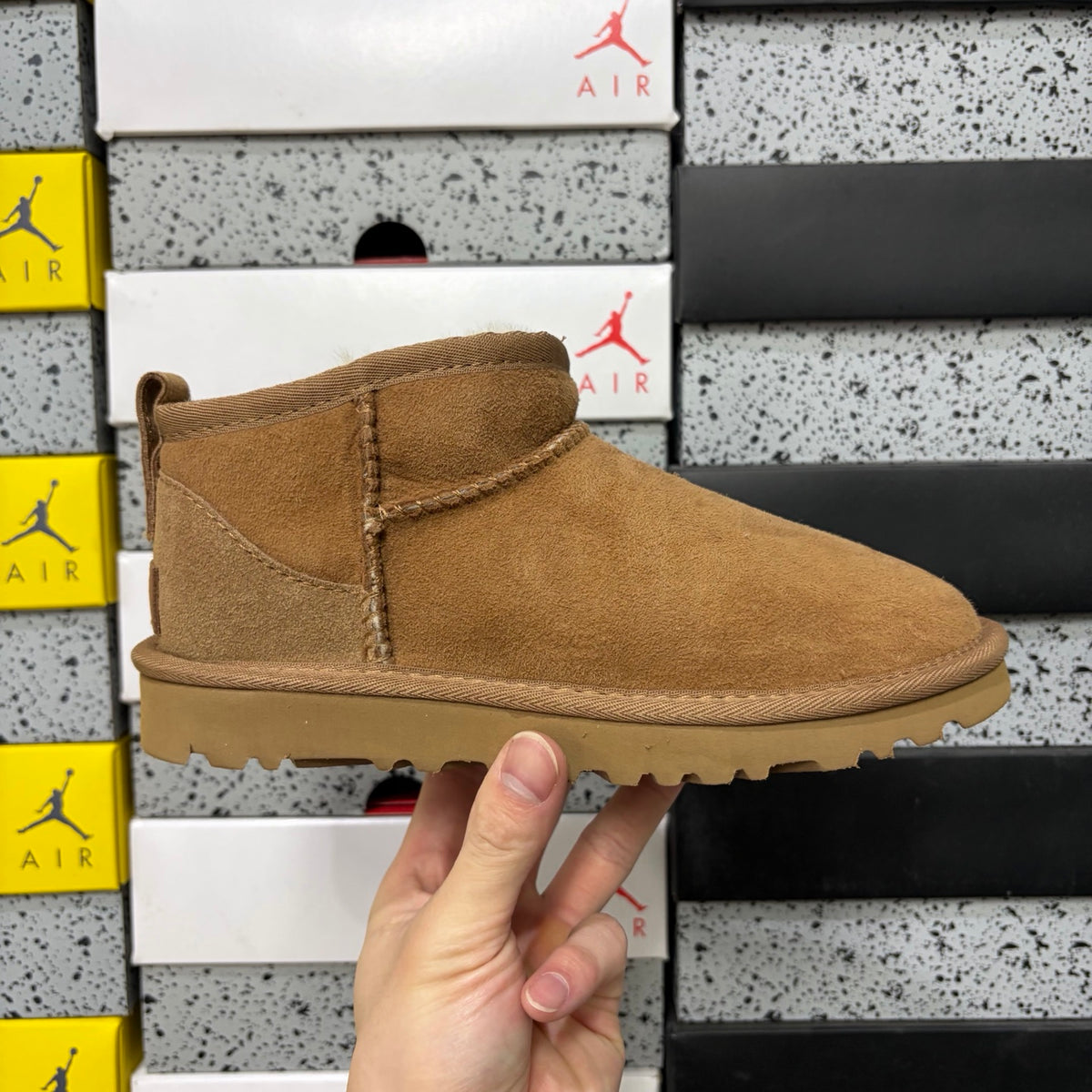 UGG Chestnut Mini Pull-On Ankle Boots with Cream Plush Lining