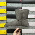 UGG Grey Button-Detail Short Boots