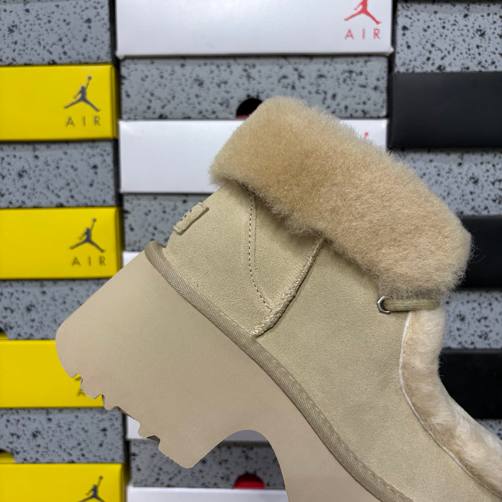 UGG Sand Platform Ankle Boots with Plush Trim