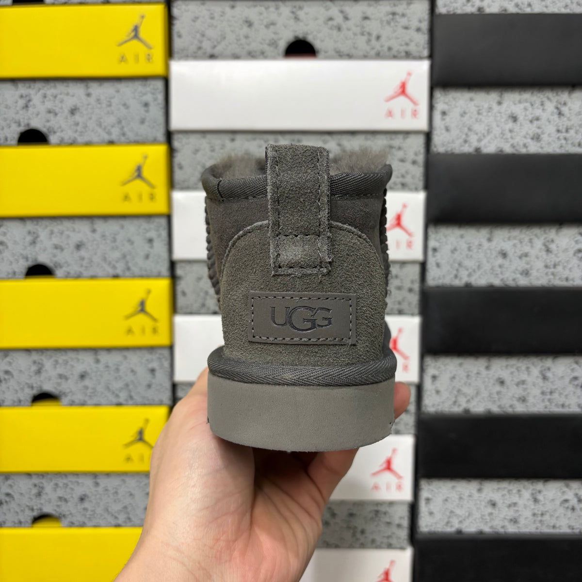 UGG Grey Mini Pull-On Ankle Boots with Plush Lining