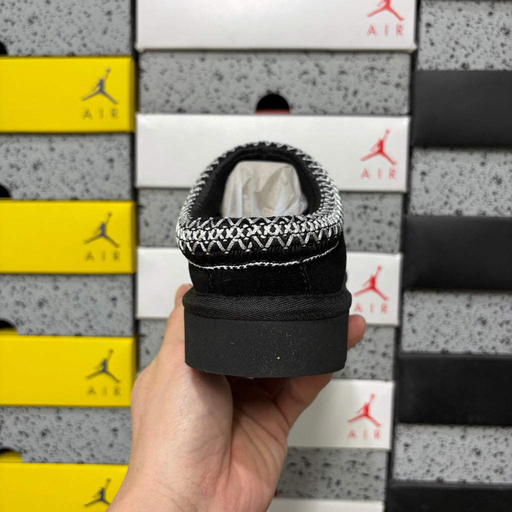 UGG Black Slip-On Shoes with Contrast Woven Trim